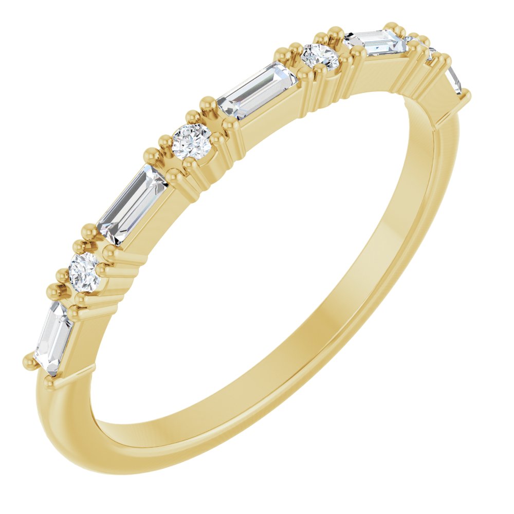 14K 4-Prong Baguette & Round Anniversary Band