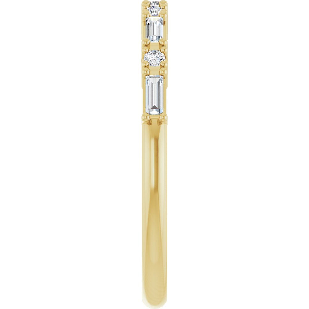 14K 4-Prong Baguette & Round Anniversary Band