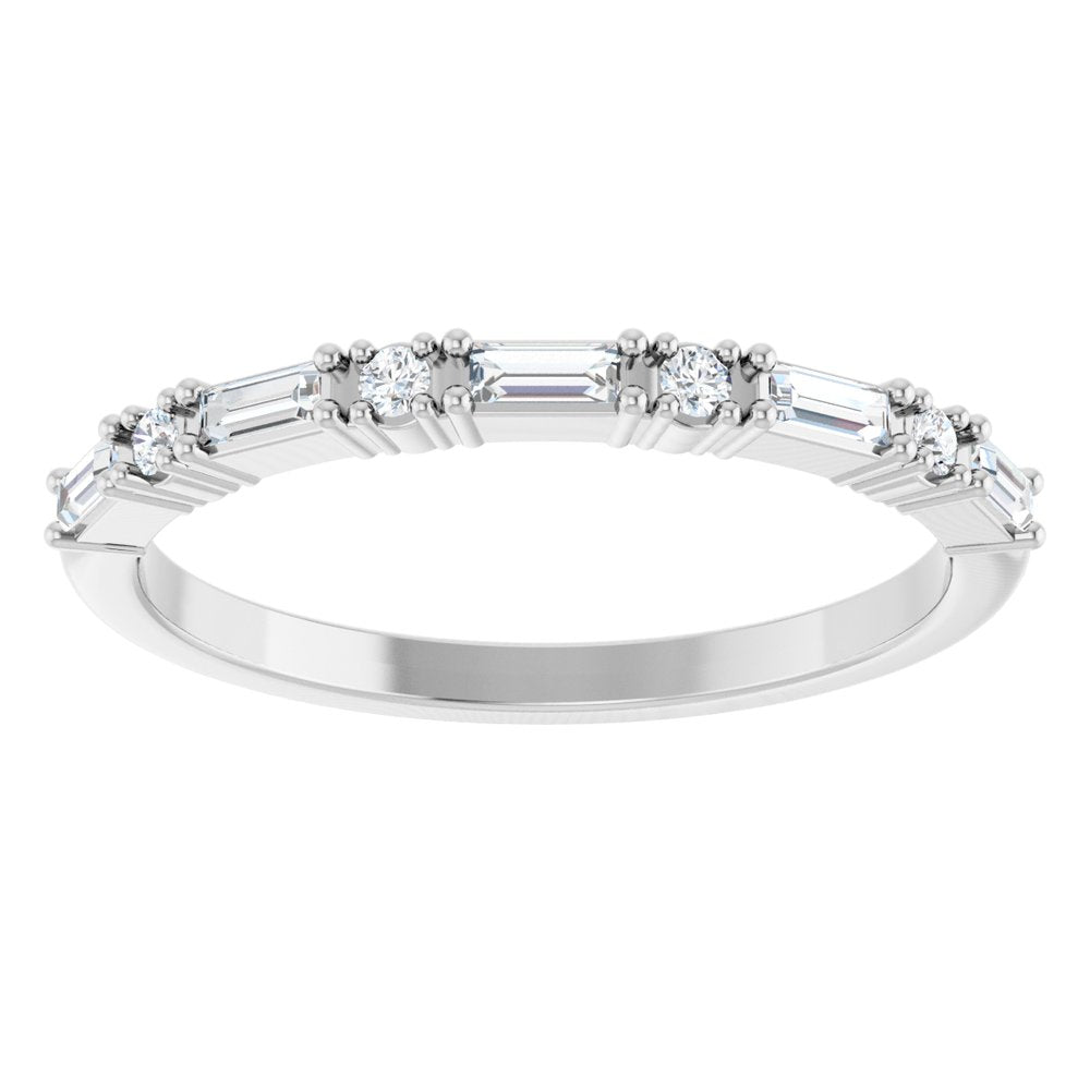 14K 4-Prong Baguette & Round Anniversary Band
