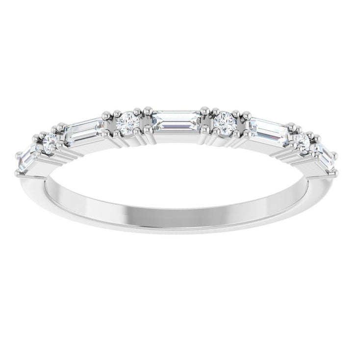 14K 4-Prong Baguette & Round Anniversary Band