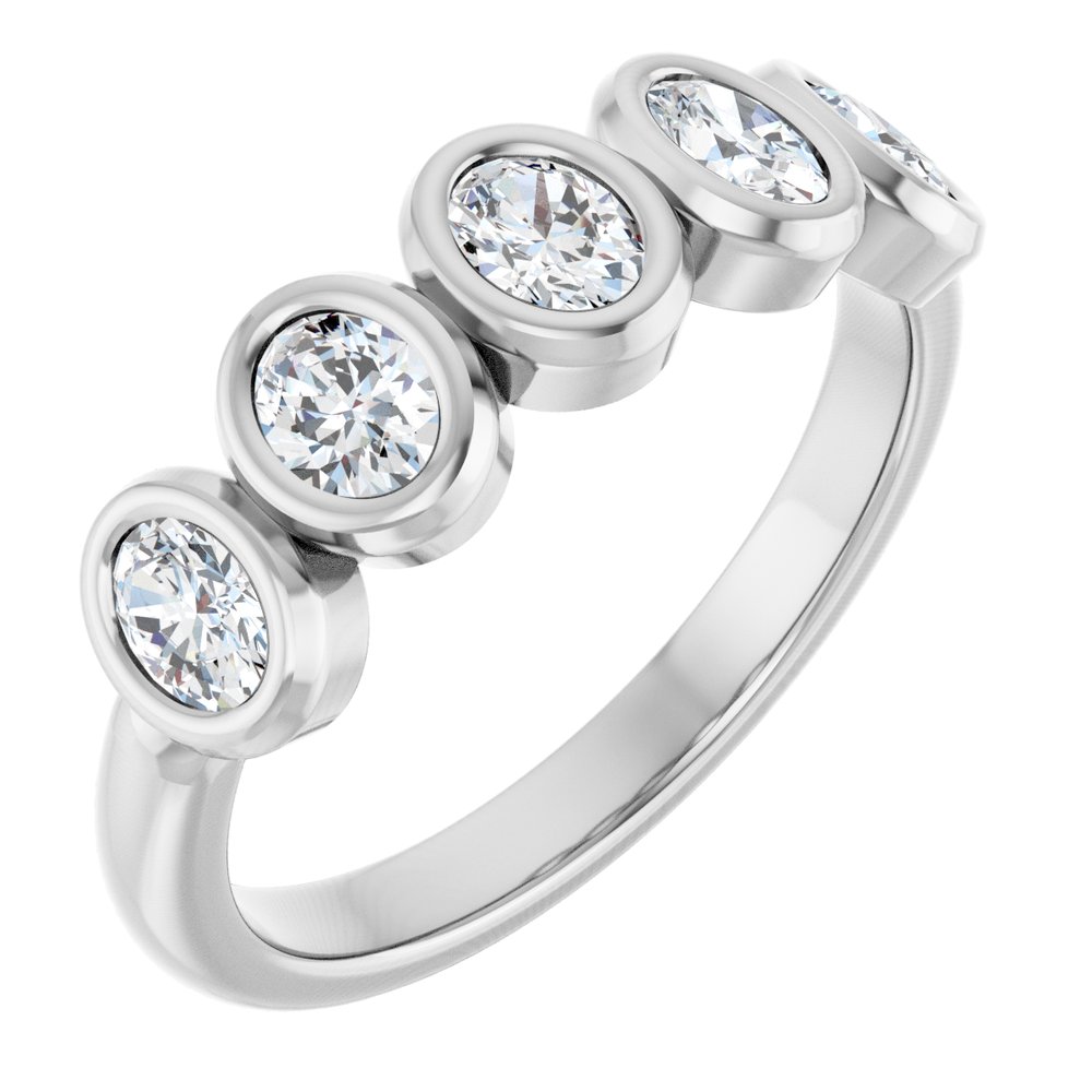 10K Oval Bezel Diamond Anniversary Band