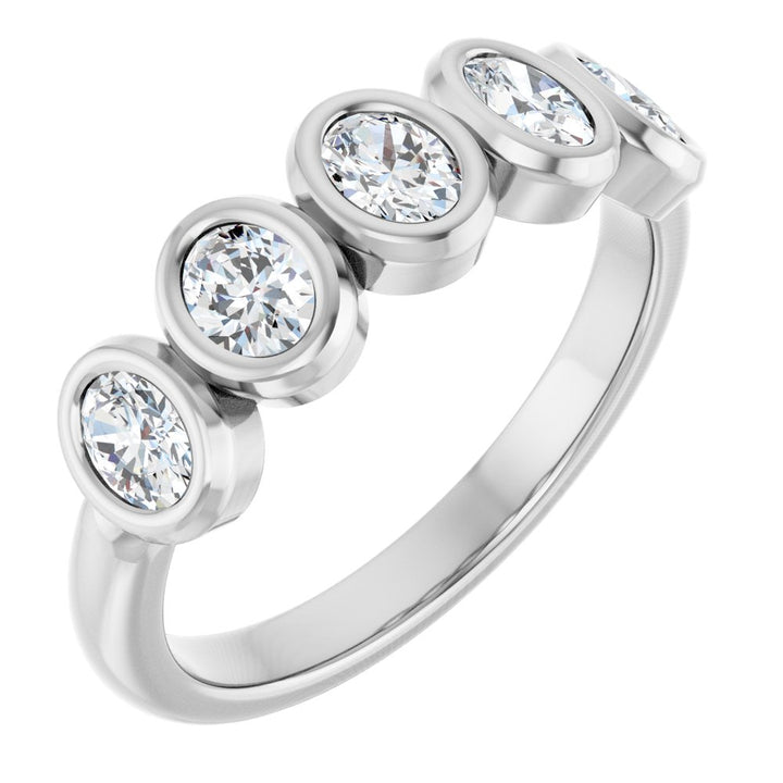 10K Oval Bezel Diamond Anniversary Band