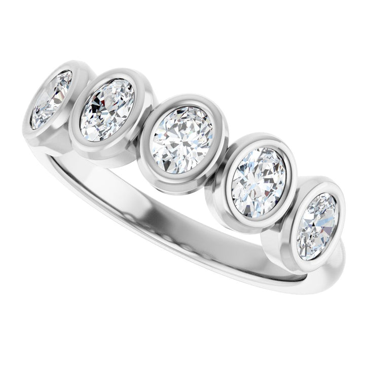 10K Oval Bezel Diamond Anniversary Band