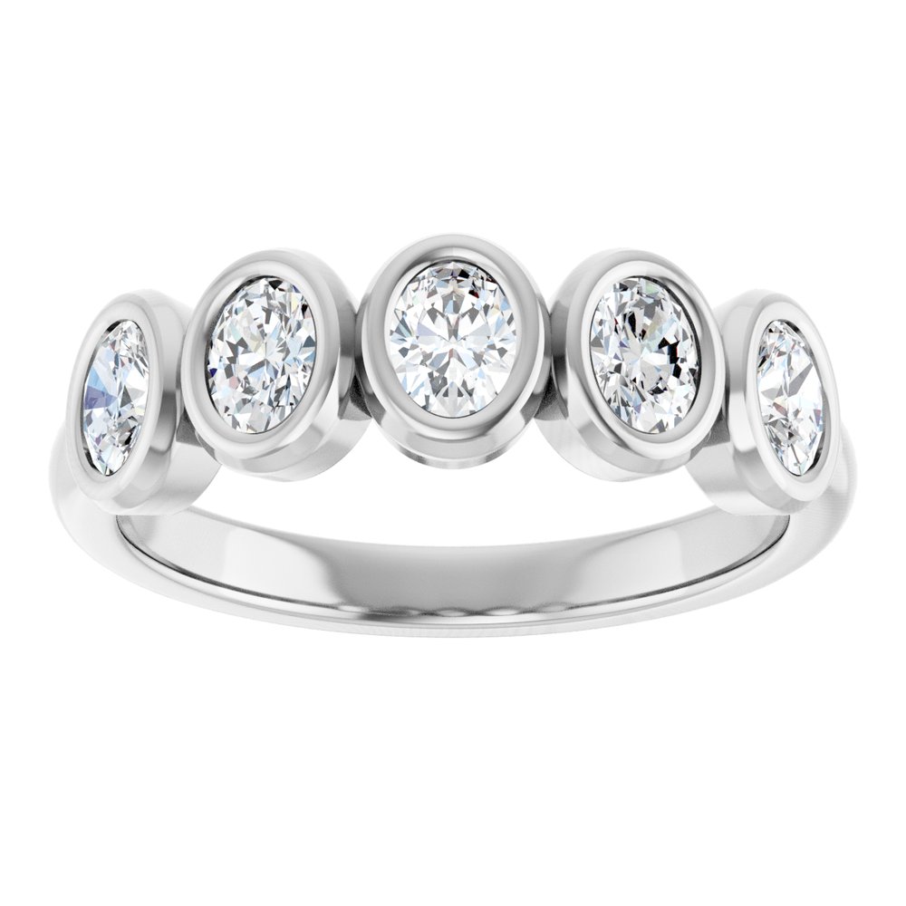 10K Oval Bezel Diamond Anniversary Band