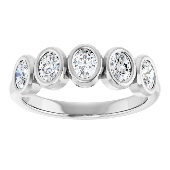 10K Oval Bezel Diamond Anniversary Band