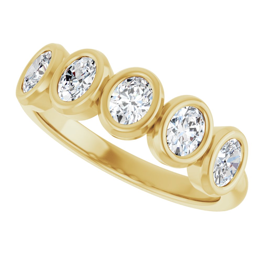 10K Oval Bezel Diamond Anniversary Band