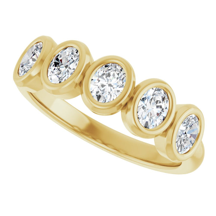 10K Oval Bezel Diamond Anniversary Band