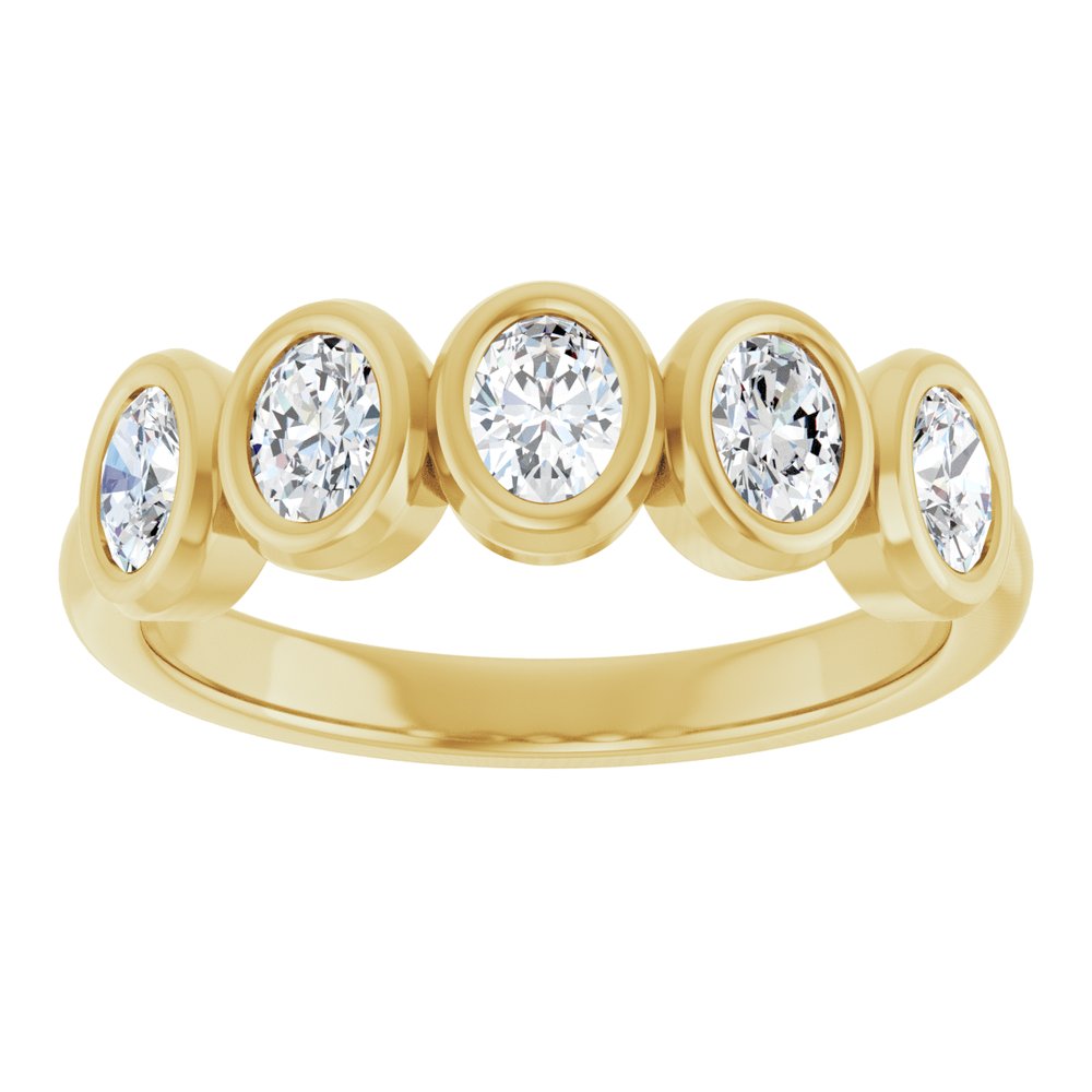 10K Oval Bezel Diamond Anniversary Band