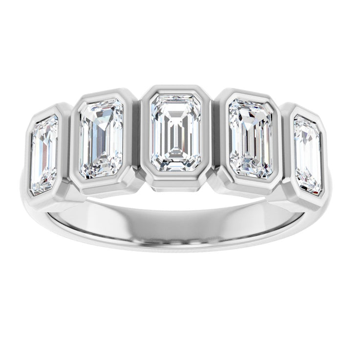 10K Emerald-Cut Bezel Diamond Anniversary Band