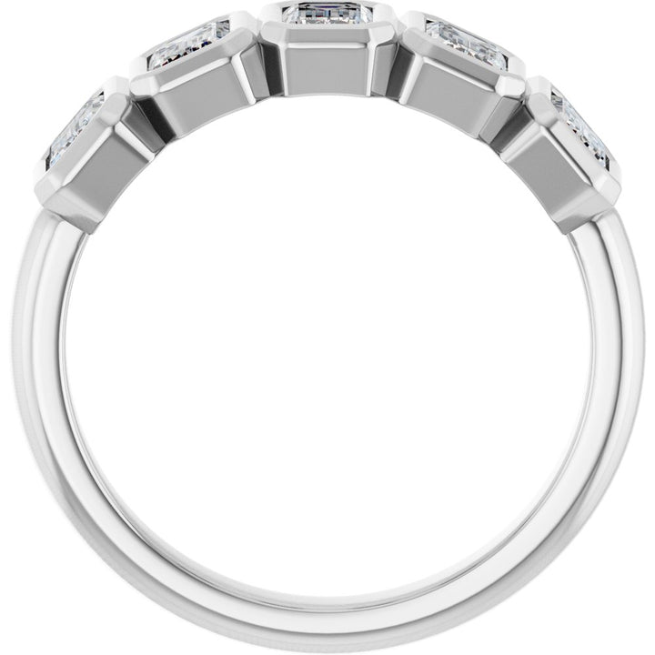 10K Emerald-Cut Bezel Diamond Anniversary Band