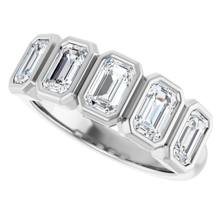 10K Emerald-Cut Bezel Diamond Anniversary Band