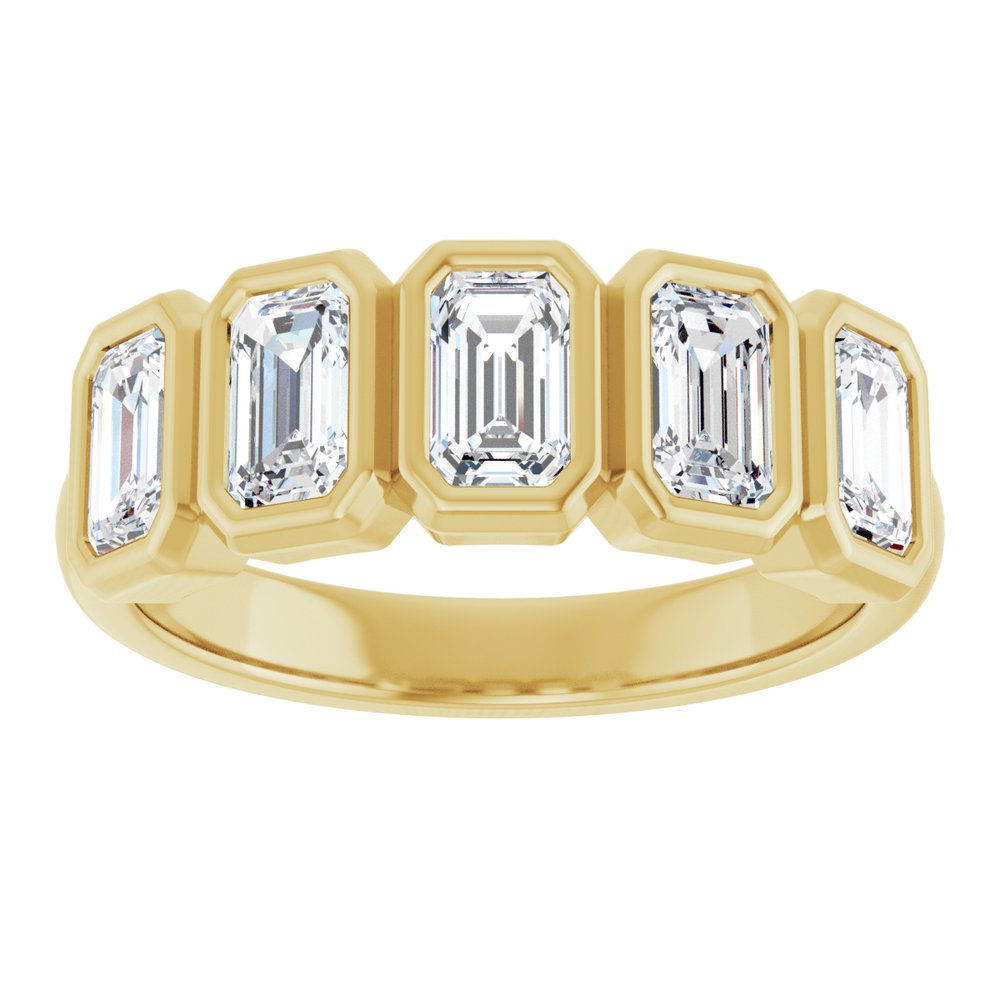 10K Emerald-Cut Bezel Diamond Anniversary Band