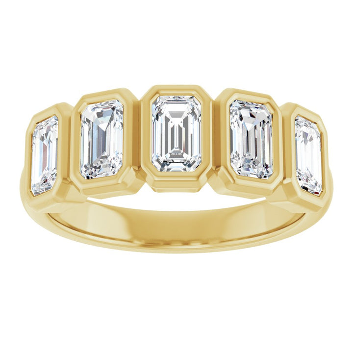 10K Emerald-Cut Bezel Diamond Anniversary Band