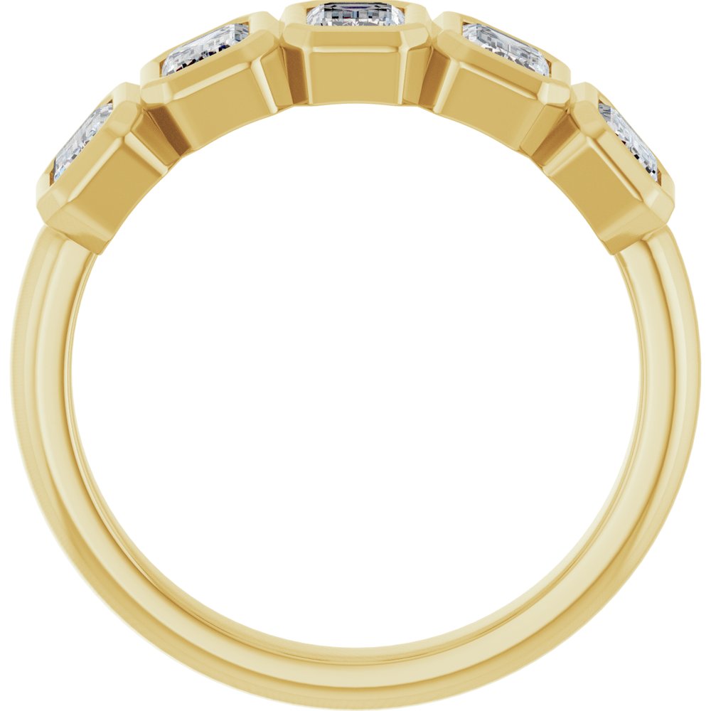 10K Emerald-Cut Bezel Diamond Anniversary Band