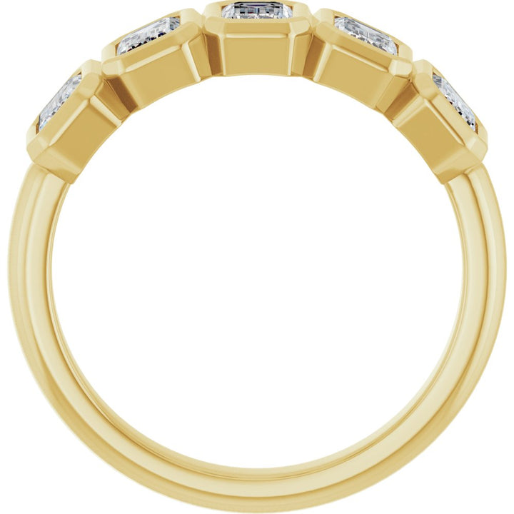 10K Emerald-Cut Bezel Diamond Anniversary Band
