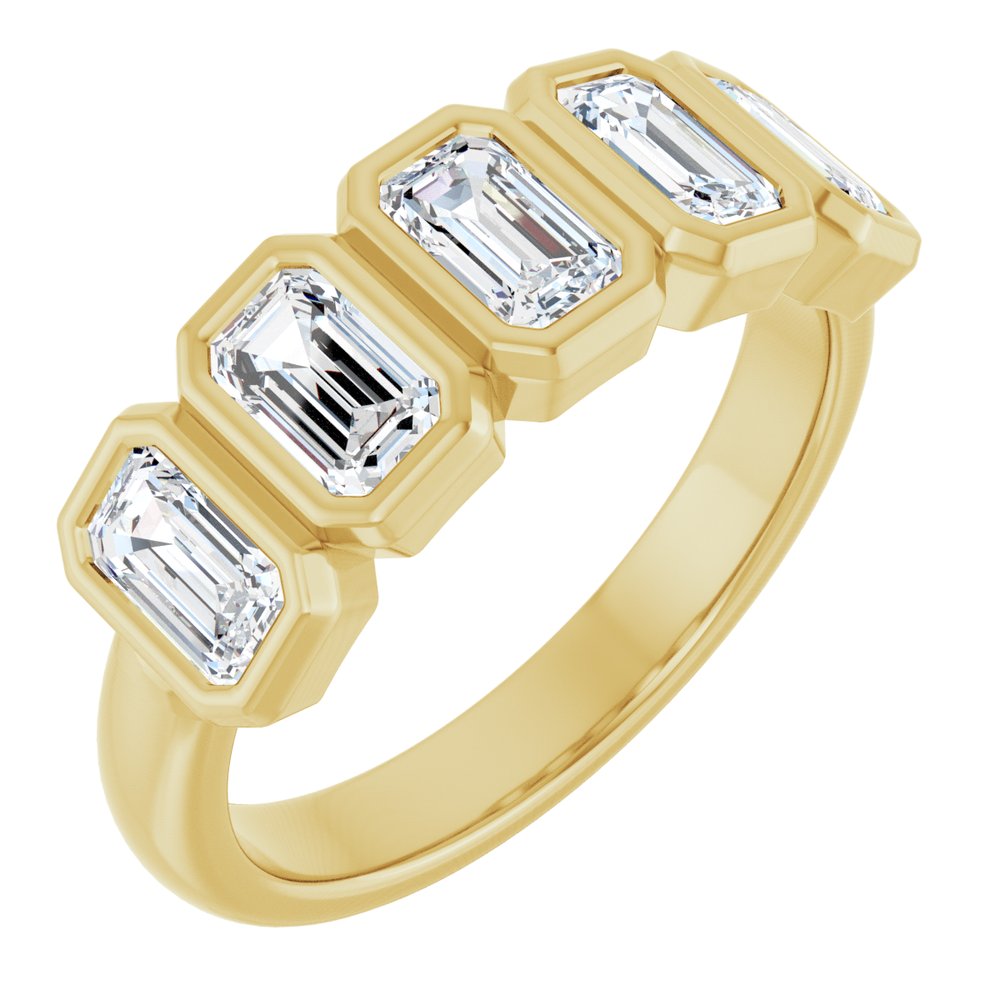 10K Emerald-Cut Bezel Diamond Anniversary Band
