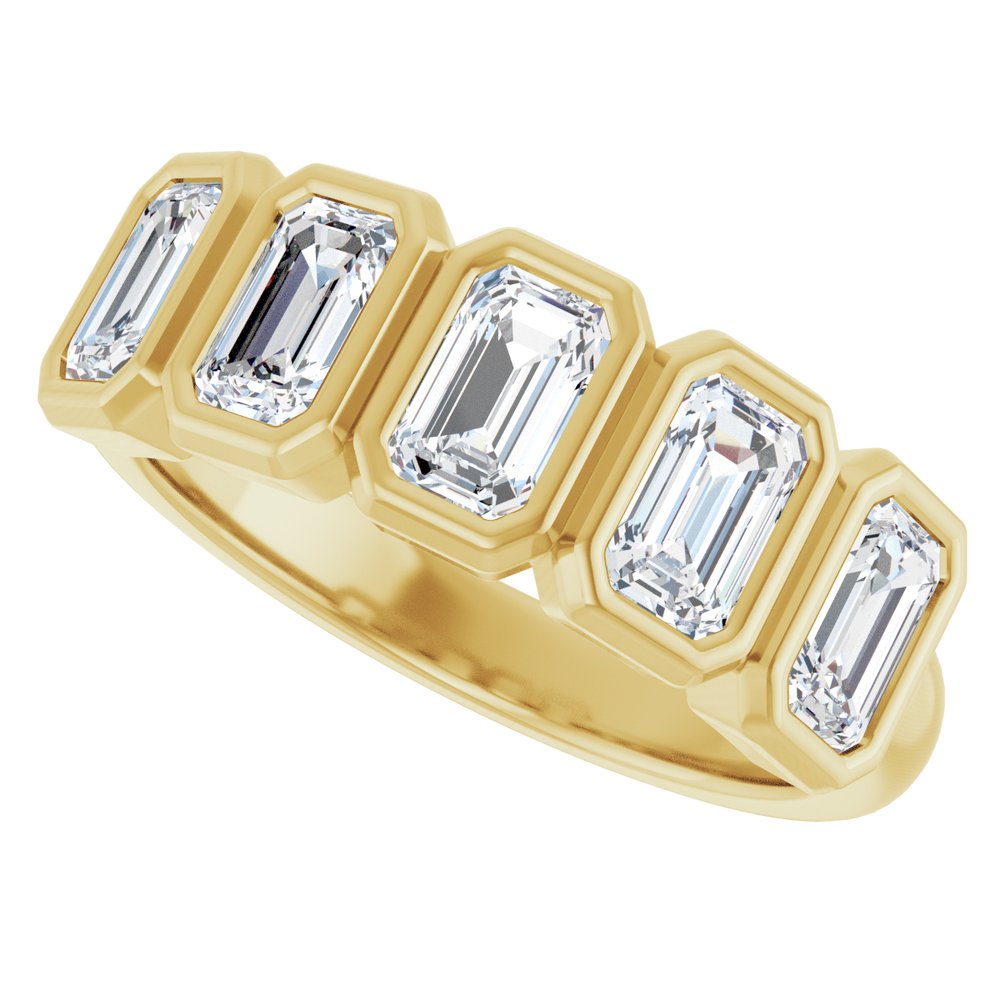 10K Emerald-Cut Bezel Diamond Anniversary Band