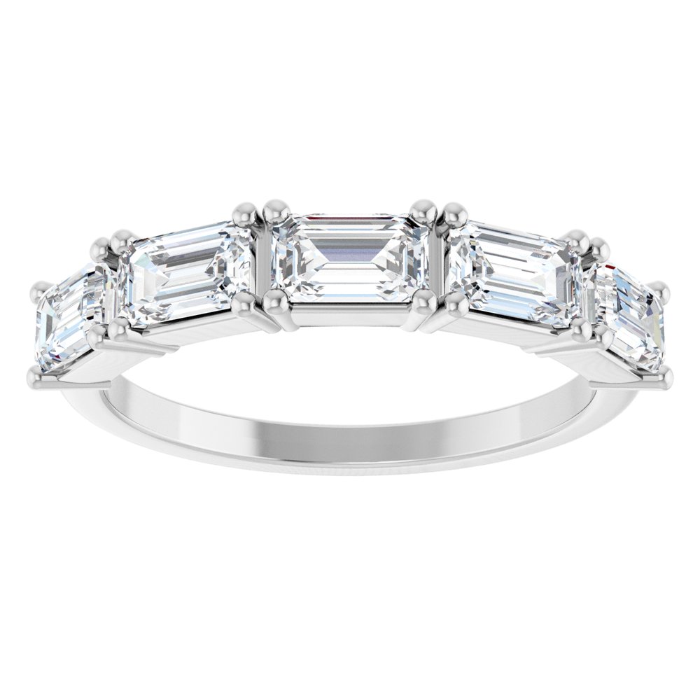 14K East West Emerald-Cut Diamond Anniversary Band