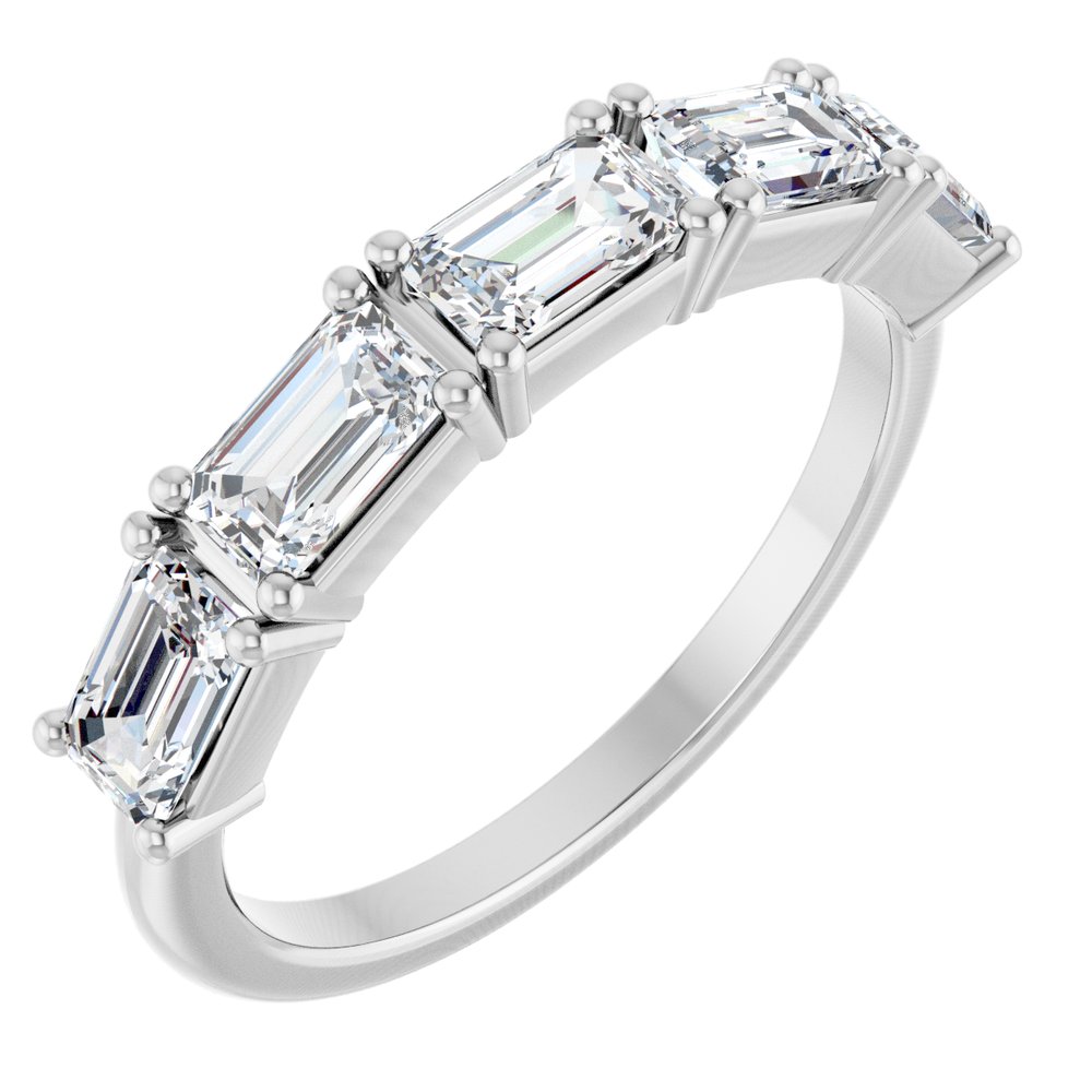 14K East West Emerald-Cut Diamond Anniversary Band