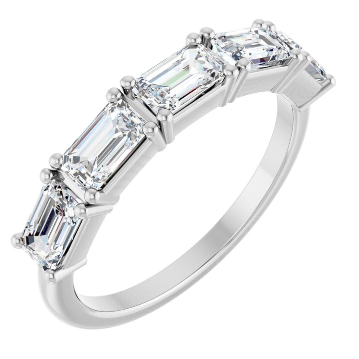 14K East West Emerald-Cut Diamond Anniversary Band