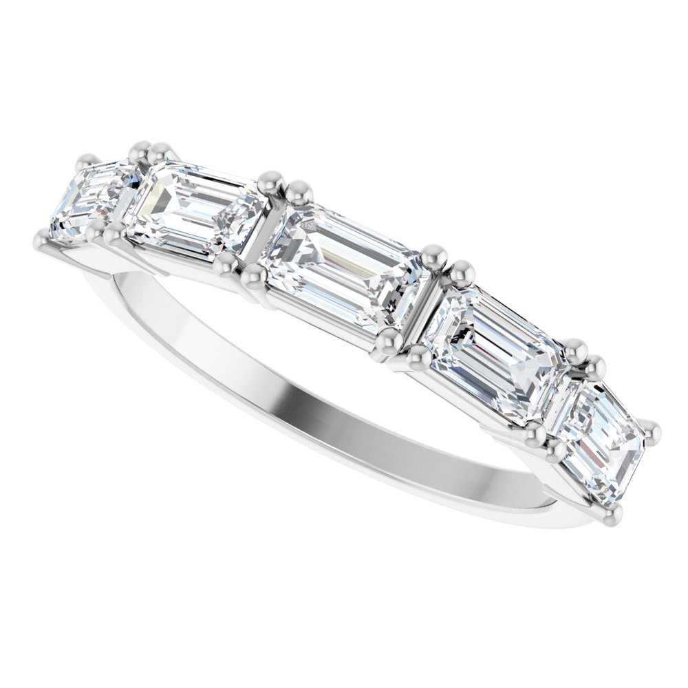 14K East West Emerald-Cut Diamond Anniversary Band