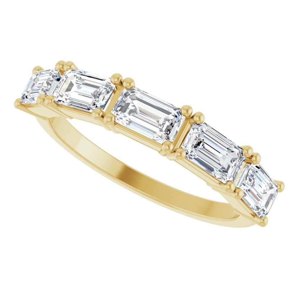 14K East West Emerald-Cut Diamond Anniversary Band