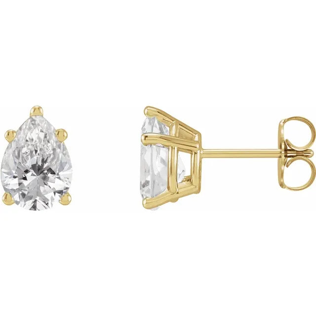 14K 5-Prong Tapered Pear Stud Earrings