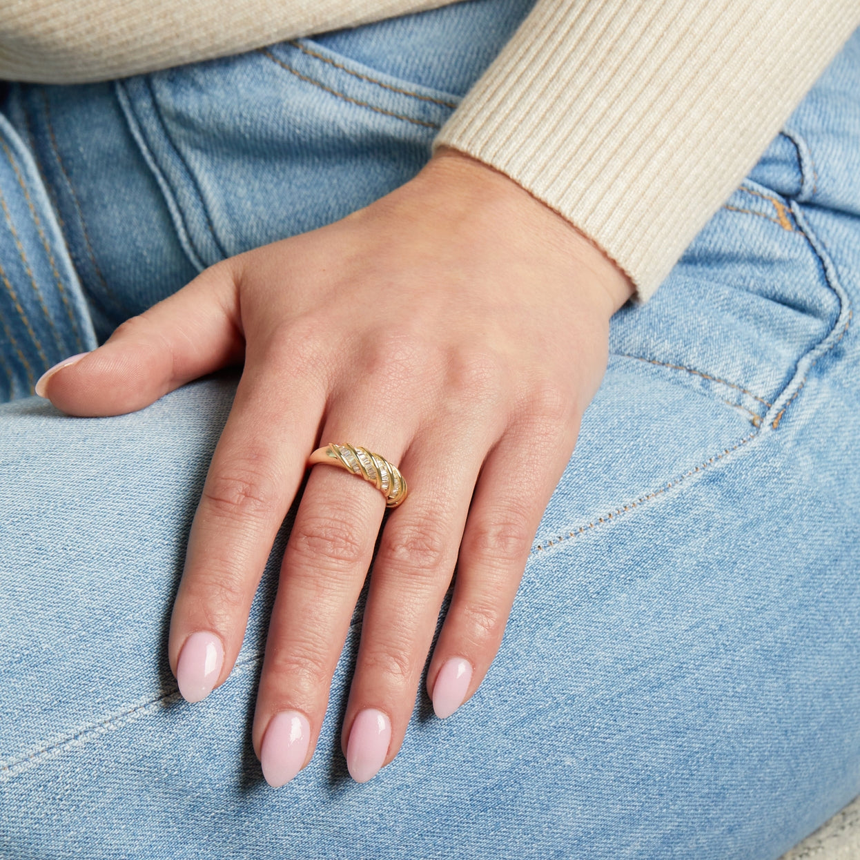 Baguette Croissant Ring