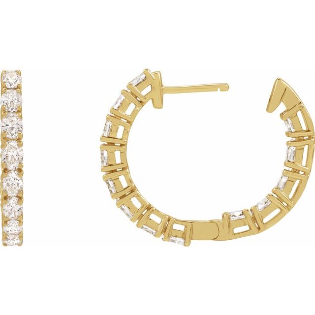 14K 2 5/8 CTW Oval Diamond Inside-Outside Hoops