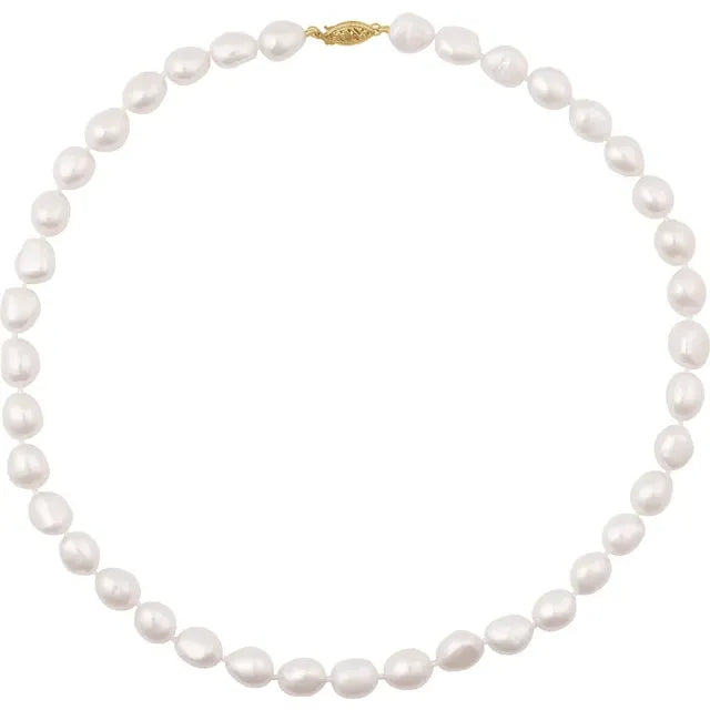 14K Baroque White Freshwater Pearl Necklace