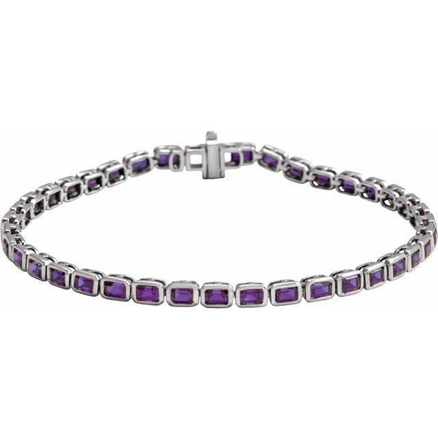 14K Gemstone Bezel Line Bracelet