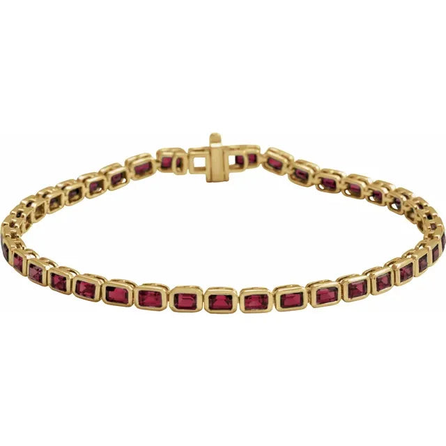 14K Gemstone Bezel Line Bracelet