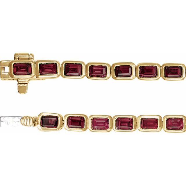 14K Gemstone Bezel Line Bracelet