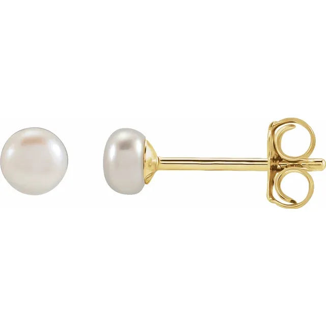 Cultured White Freshwater Pearl Studs