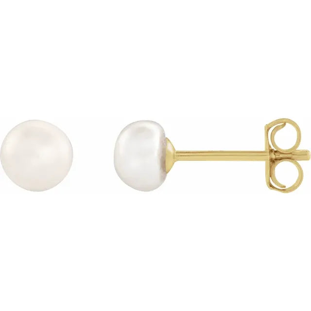 Cultured White Freshwater Pearl Studs