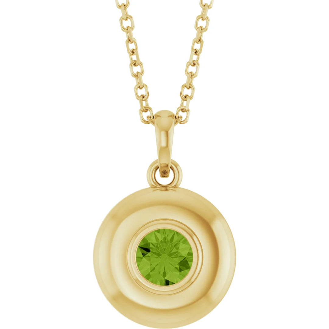14K Bubble Bezel Solitaire Necklace