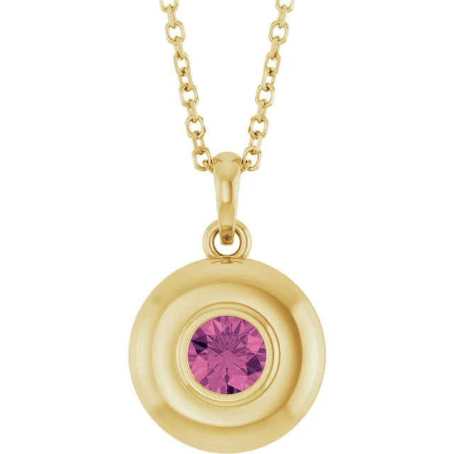 14K Bubble Bezel Solitaire Necklace