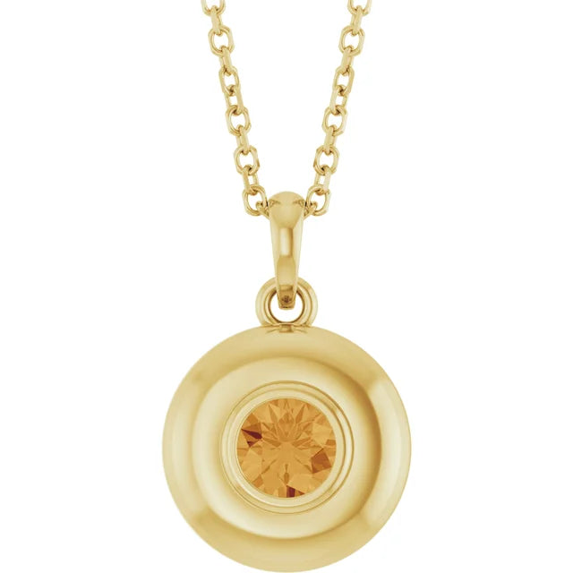 14K Bubble Bezel Solitaire Necklace