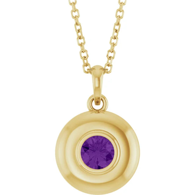 14K Bubble Bezel Solitaire Necklace
