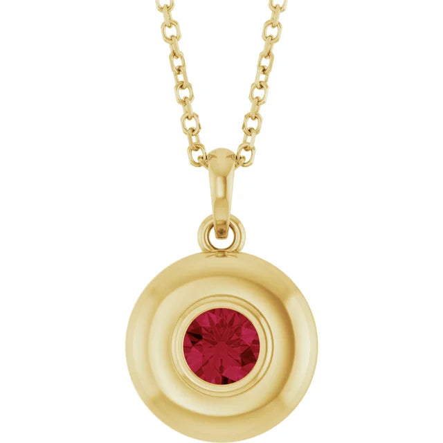 14K Bubble Bezel Solitaire Necklace