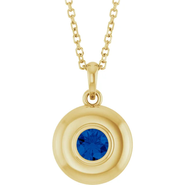 14K Bubble Bezel Solitaire Necklace