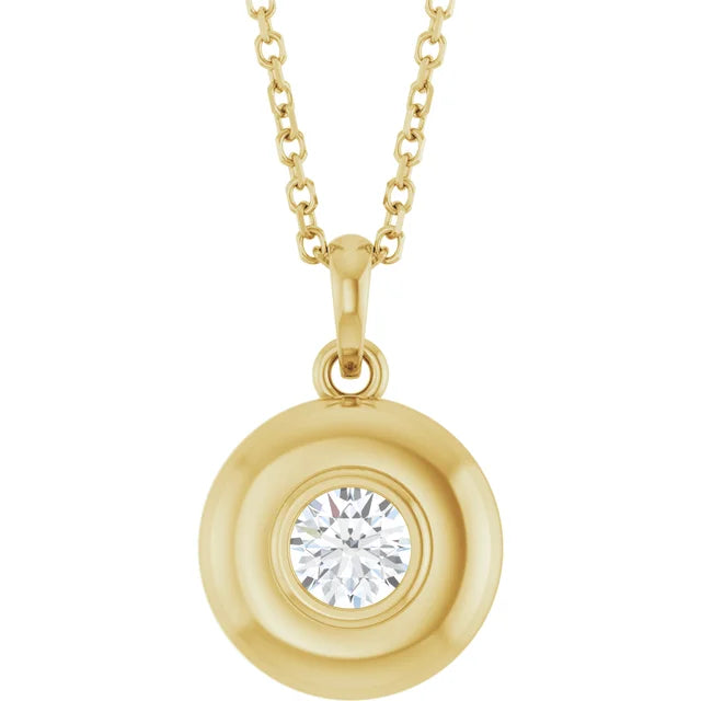 14K Bubble Bezel Solitaire Necklace