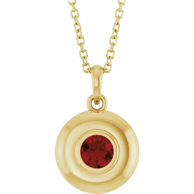 14K Bubble Bezel Solitaire Necklace