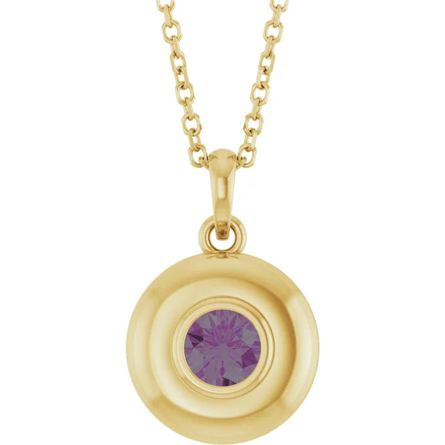 14K Bubble Bezel Solitaire Necklace