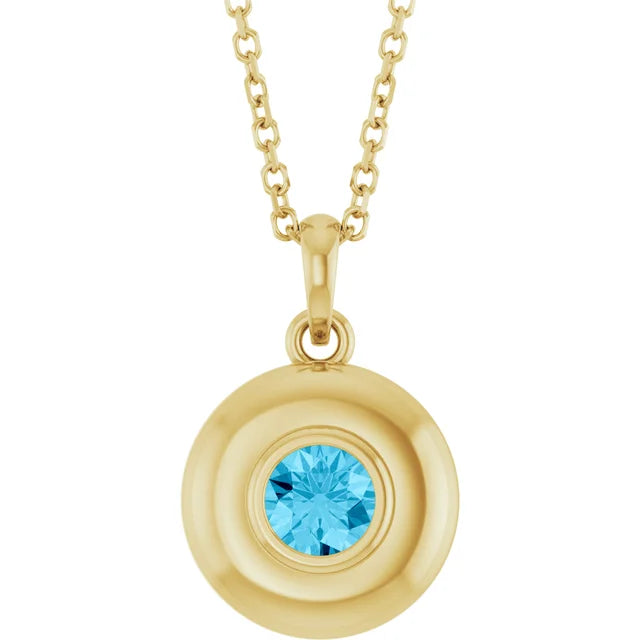 14K Bubble Bezel Solitaire Necklace