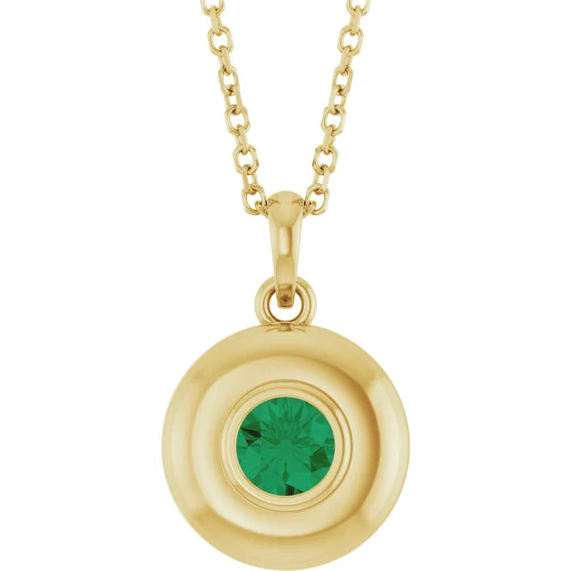14K Bubble Bezel Solitaire Necklace