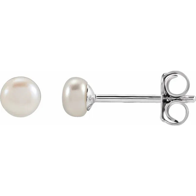 Cultured White Freshwater Pearl Studs