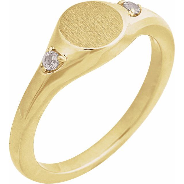 14K Engravable Gemstone Signet Ring