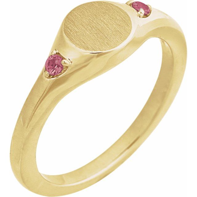 14K Engravable Gemstone Signet Ring