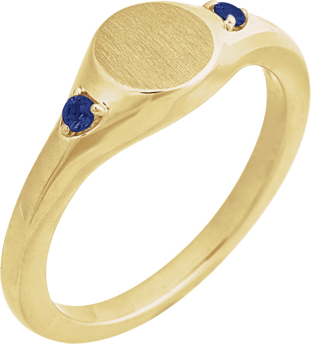 14K Engravable Gemstone Signet Ring